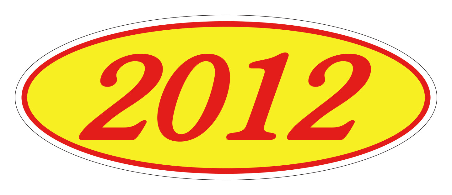 Oval Year Model Stickers - Red/Yellow
