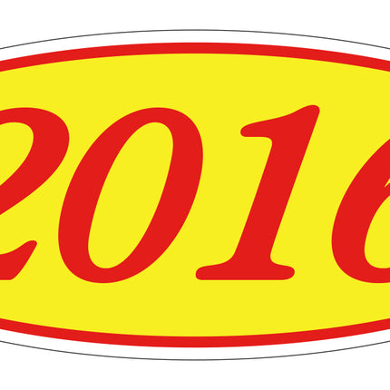 Oval Year Model Stickers - Red/Yellow