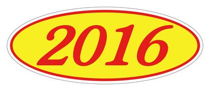 Oval Year Model Stickers - Red/Yellow