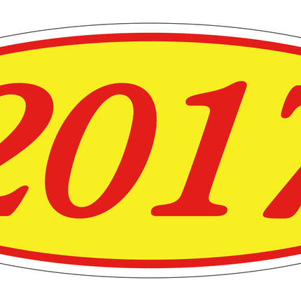 Oval Year Model Stickers - Red/Yellow