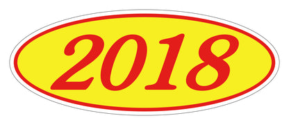 Oval Year Model Stickers - Red/Yellow