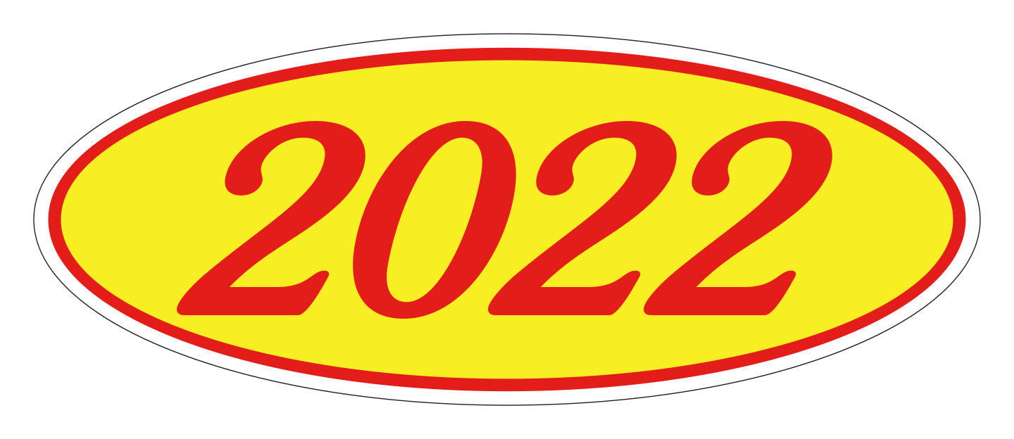 Oval Year Model Stickers - Red/Yellow