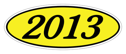 Oval Year Model Stickers - Black on Yellow