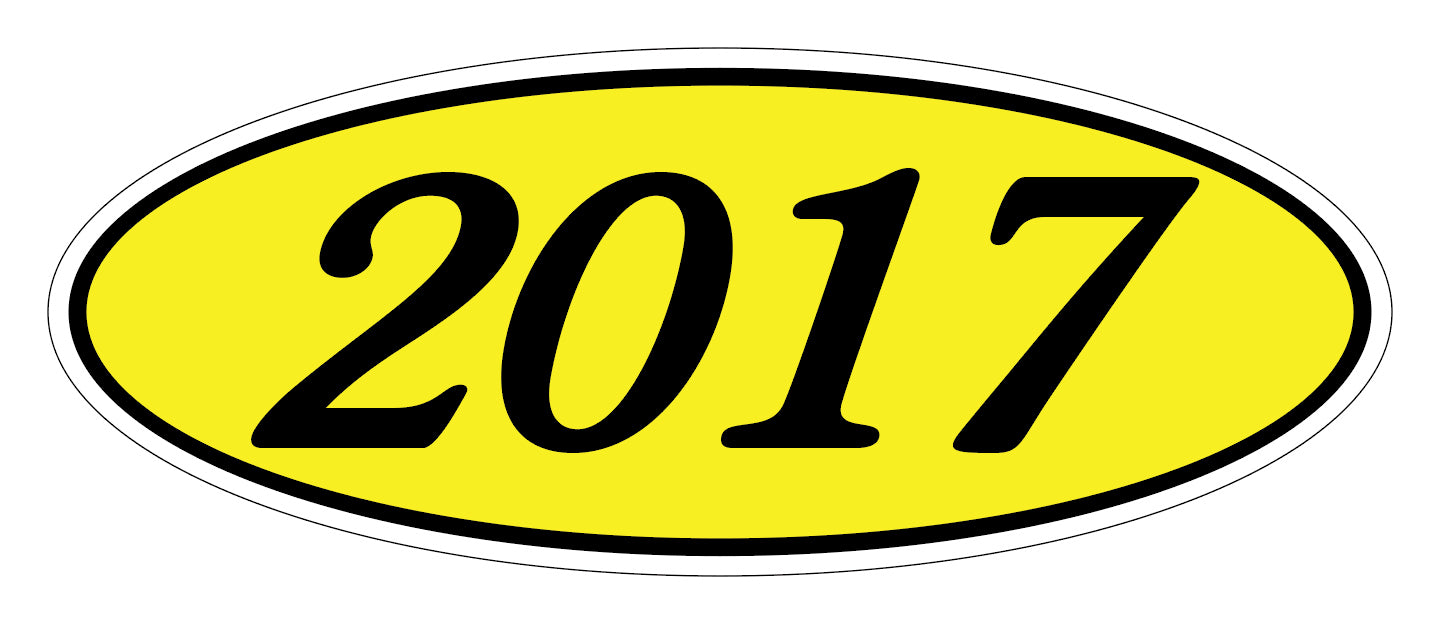Oval Year Model Stickers - Black on Yellow