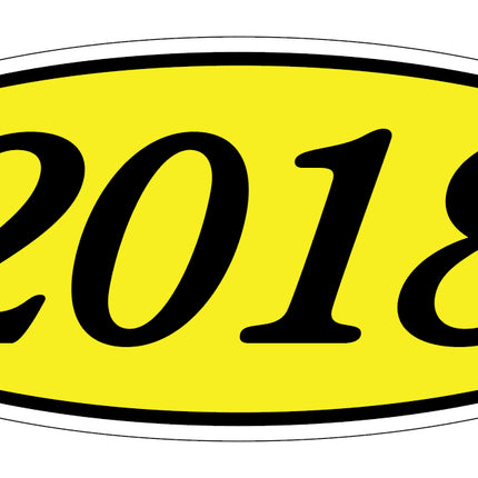 Oval Year Model Stickers - Black on Yellow