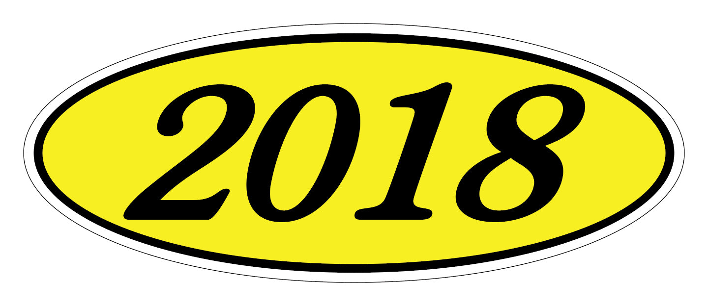 Oval Year Model Stickers - Black on Yellow