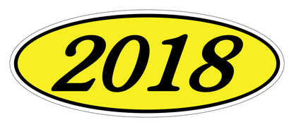 Oval Year Model Stickers - Black on Yellow