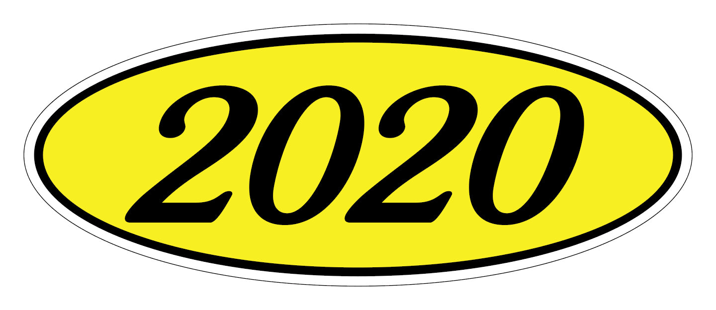 Oval Year Model Stickers - Black on Yellow