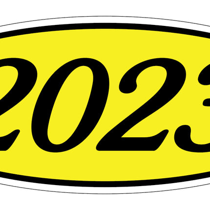 Oval Year Model Stickers - Black on Yellow