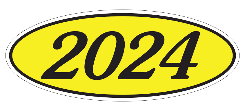 Oval Year Model Stickers - Black on Yellow