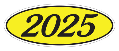 Oval Year Model Stickers - Black on Yellow