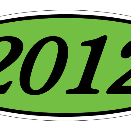 Oval Year Model Stickers - Black on Green