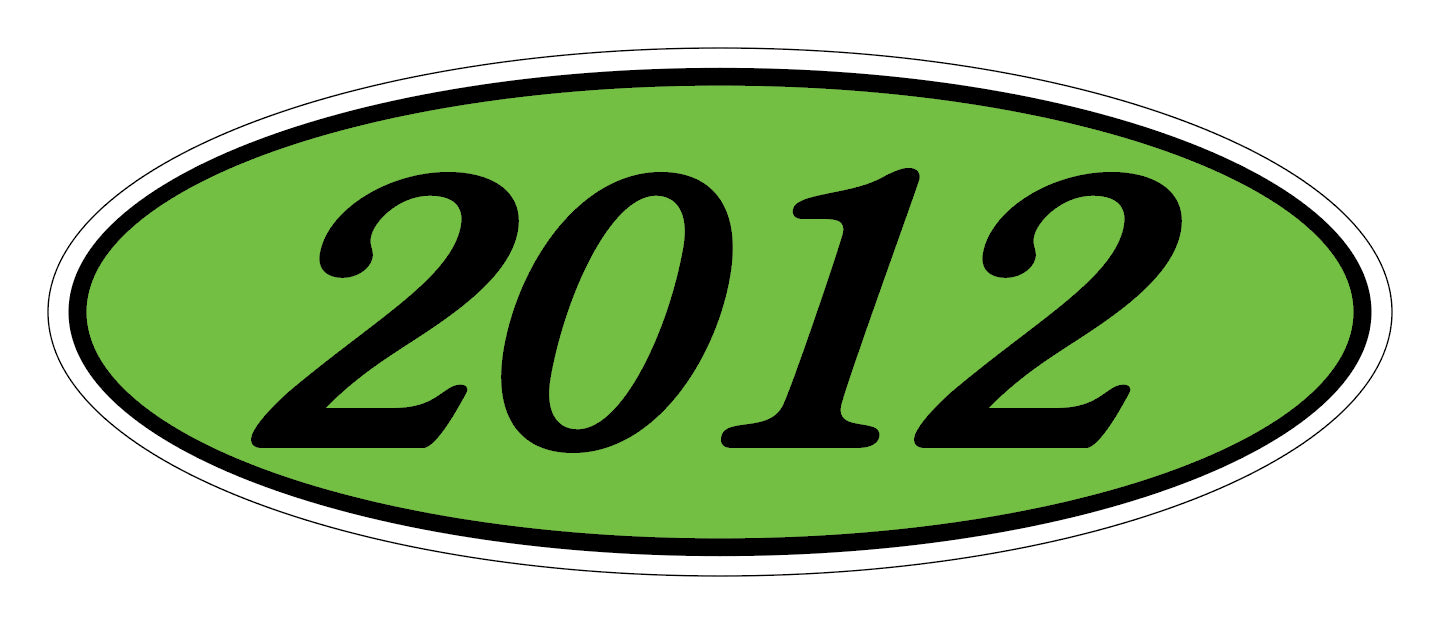 Oval Year Model Stickers - Black on Green
