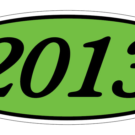 Oval Year Model Stickers - Black on Green