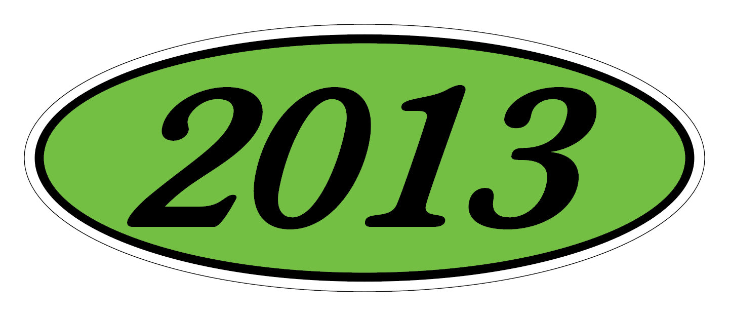 Oval Year Model Stickers - Black on Green