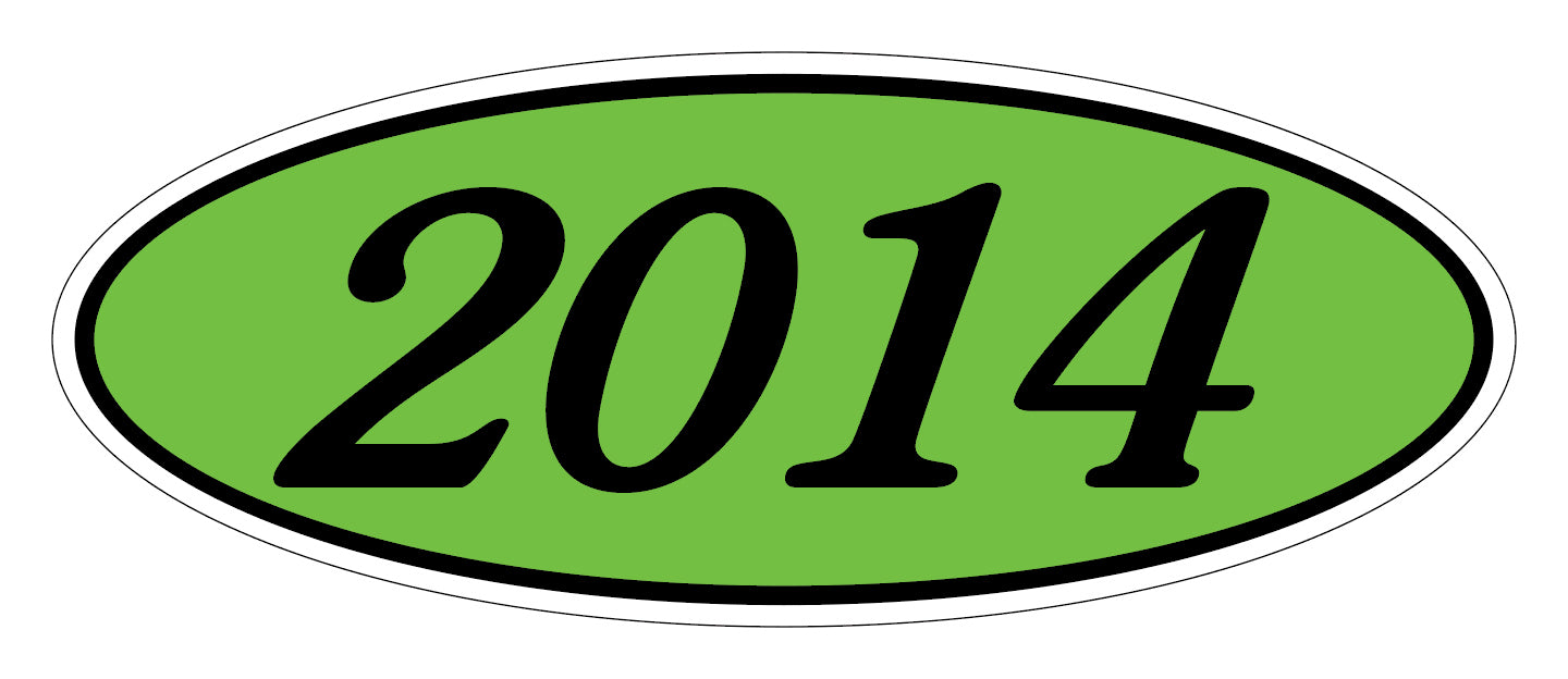 Oval Year Model Stickers - Black on Green