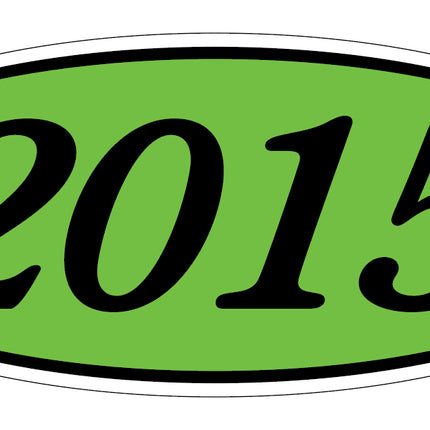 Oval Year Model Stickers - Black on Green