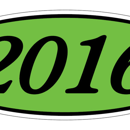 Oval Year Model Stickers - Black on Green