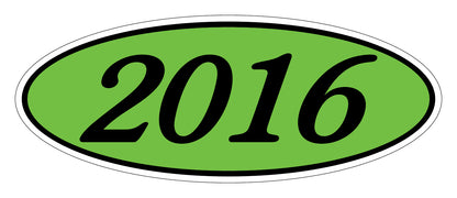 Oval Year Model Stickers - Black on Green