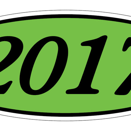 Oval Year Model Stickers - Black on Green