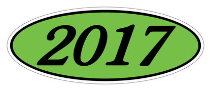 Oval Year Model Stickers - Black on Green