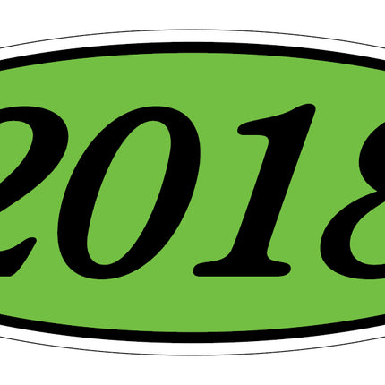 Oval Year Model Stickers - Black on Green