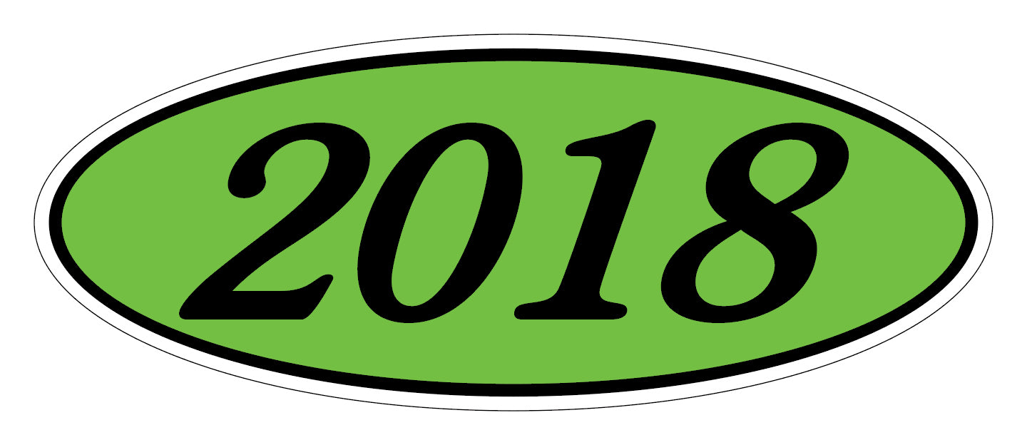 Oval Year Model Stickers - Black on Green