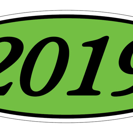 Oval Year Model Stickers - Black on Green