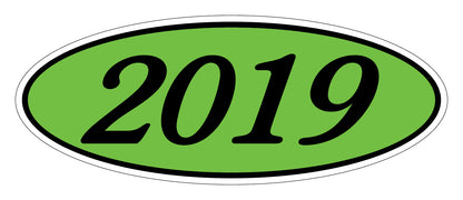 Oval Year Model Stickers - Black on Green