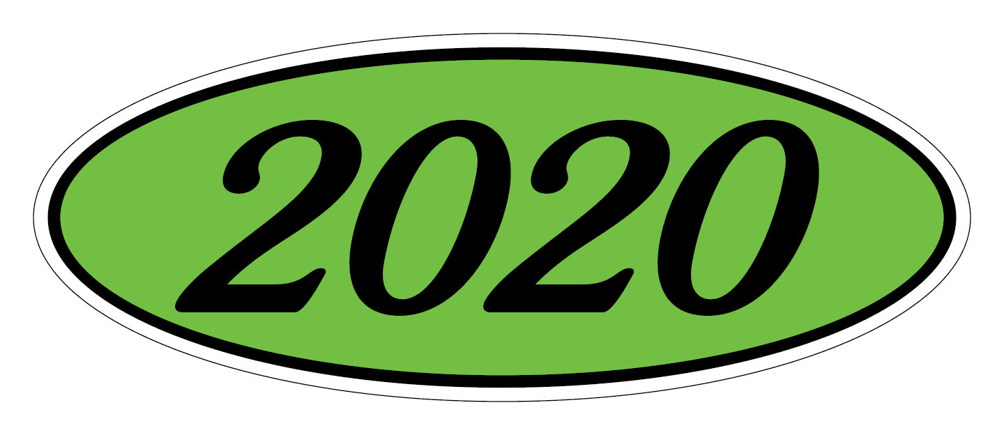 Oval Year Model Stickers - Black on Green