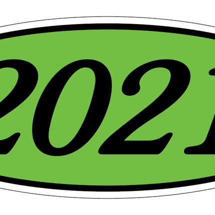 Oval Year Model Stickers - Black on Green