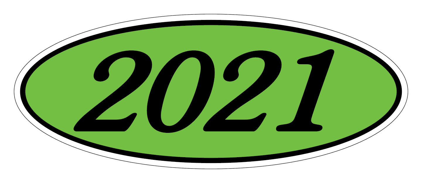 Oval Year Model Stickers - Black on Green