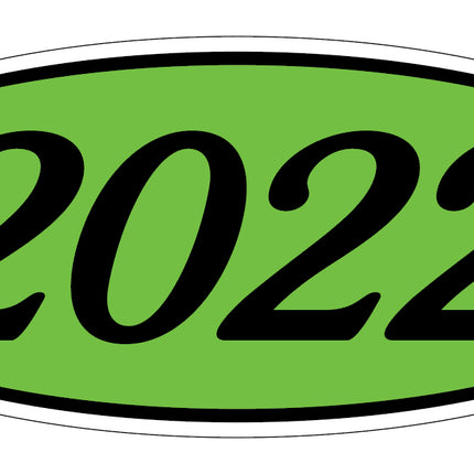 Oval Year Model Stickers - Black on Green