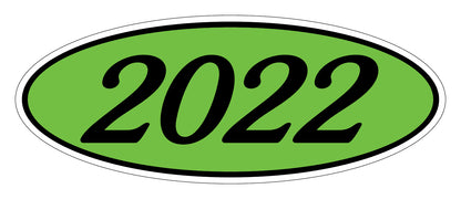 Oval Year Model Stickers - Black on Green