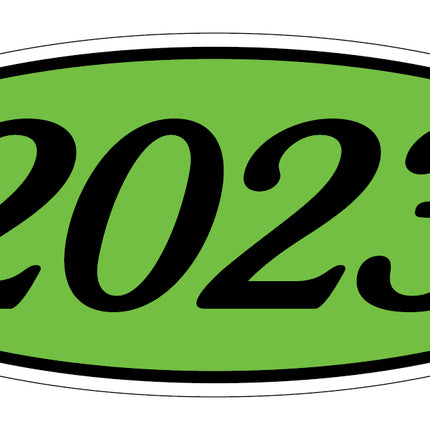 Oval Year Model Stickers - Black on Green