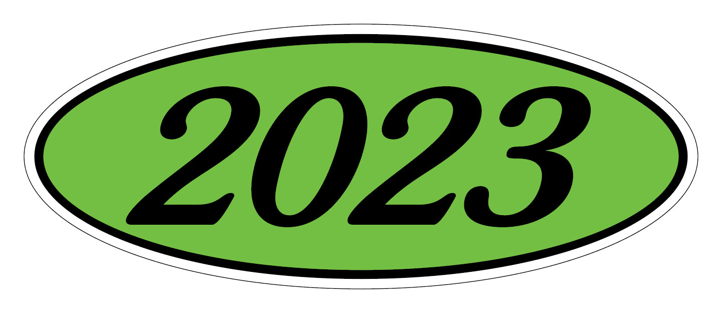 Oval Year Model Stickers - Black on Green
