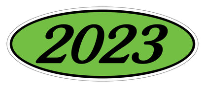 Oval Year Model Stickers - Black on Green