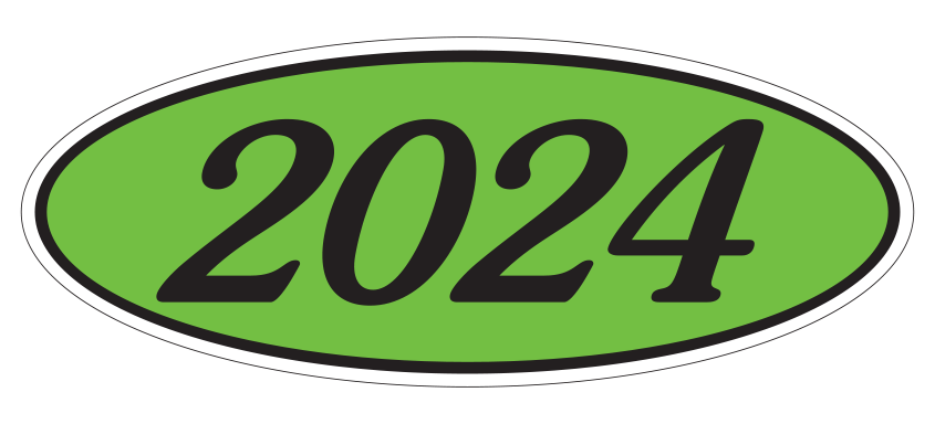 Oval Year Model Stickers - Black on Green