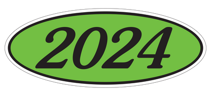Oval Year Model Stickers - Black on Green