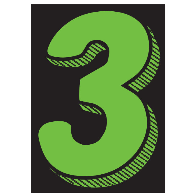 7.5" Chartreuse Adhesive Number