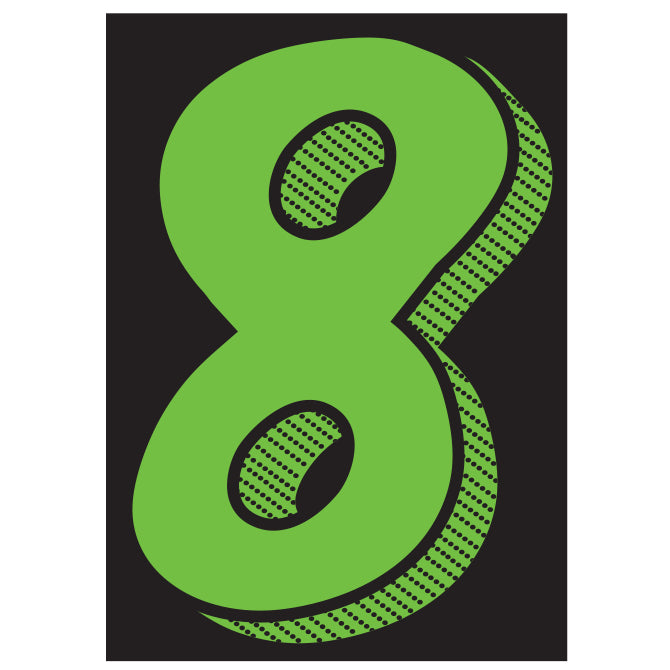 7.5" Chartreuse Adhesive Number