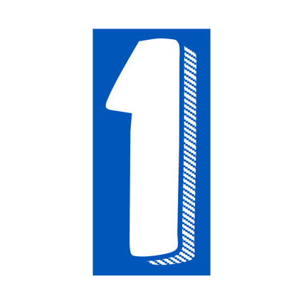 7.5" White/Blue Adhesive Number