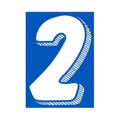 7.5" White/Blue Adhesive Number