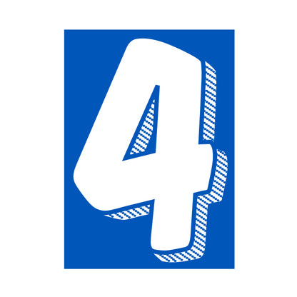 7.5" White/Blue Adhesive Number