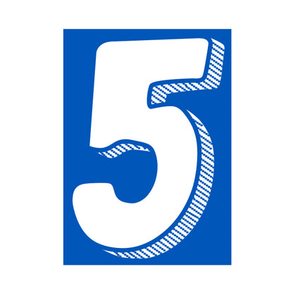 7.5" White/Blue Adhesive Number