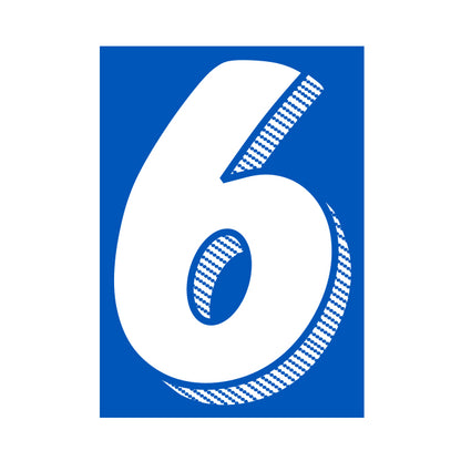 7.5" White/Blue Adhesive Number