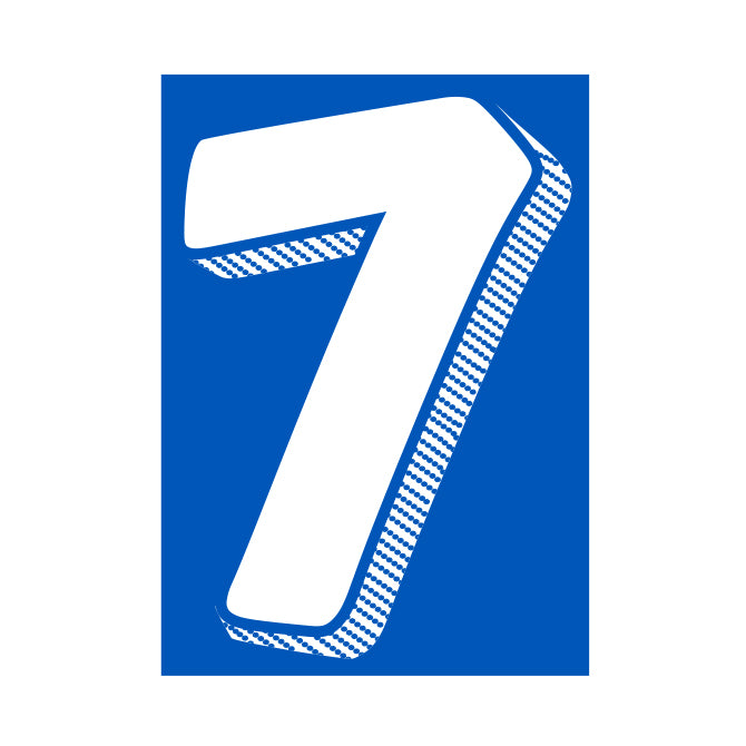 7.5" White/Blue Adhesive Number