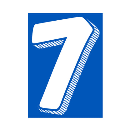 7.5" White/Blue Adhesive Number