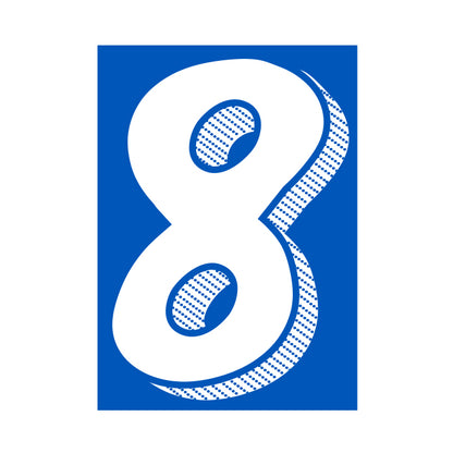 7.5" White/Blue Adhesive Number