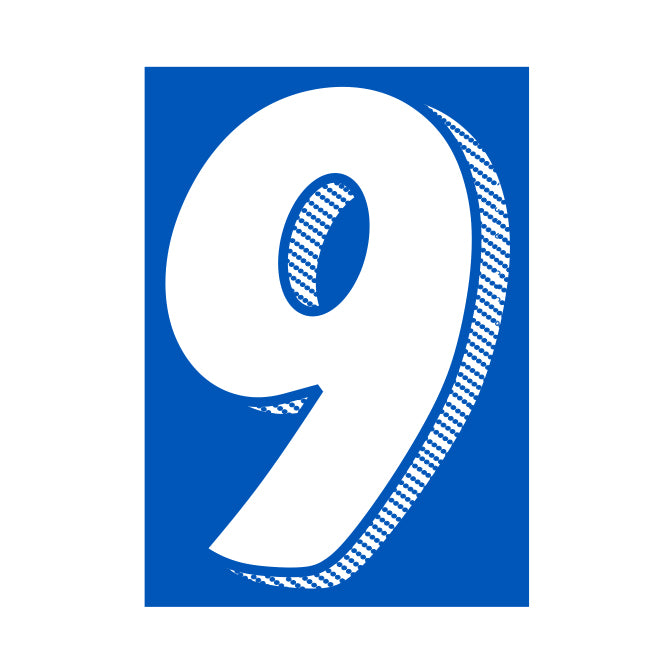 7.5" White/Blue Adhesive Number